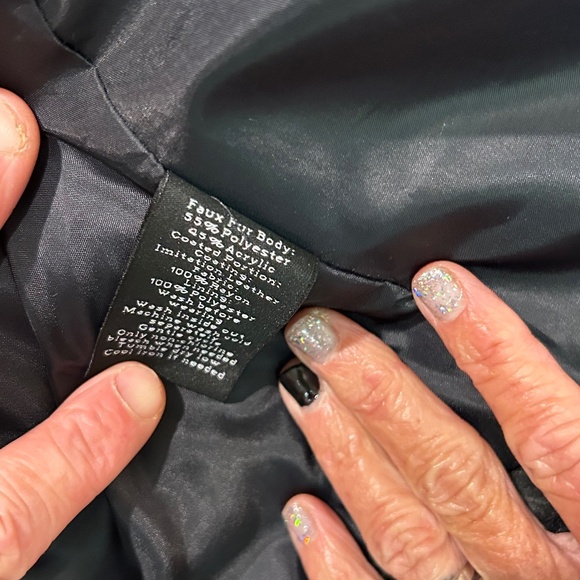 Rock & Republic Moto Style Biker Jacket Fluffy women's size XXL Black faux fur - Picture 6 of 8